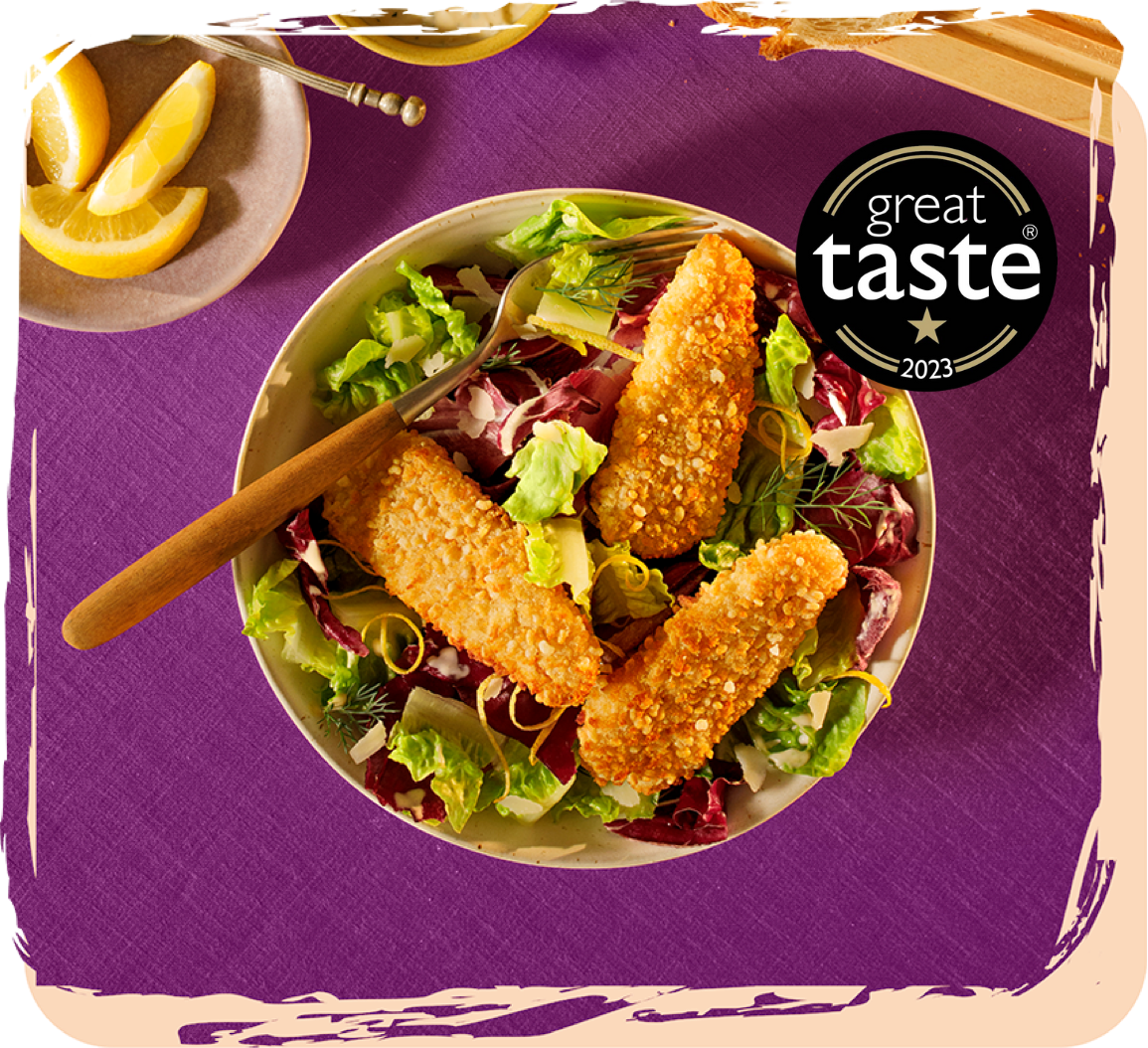 Top Lifestyle Shot of Valess Crunchy Tenders with Great Taste Award 2023 Icon